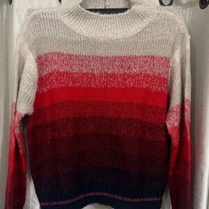 American Eagle Outfitters Red and Cream Gradient Sweater